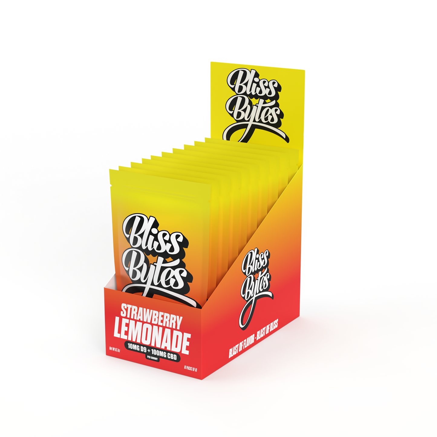 BLISS BYTES STRAWBERRY LEMONADE D9+CBD 10MG THC 100MG CBD